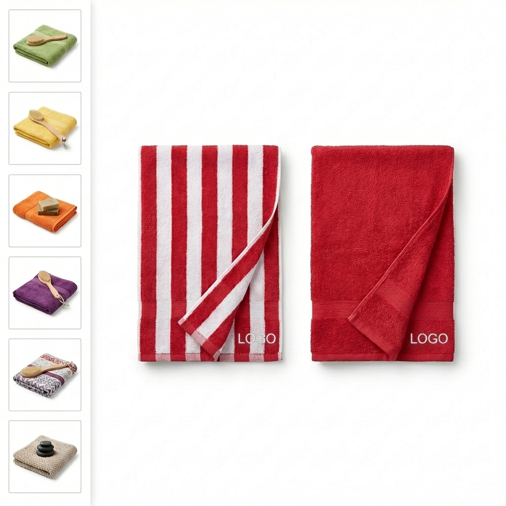 Personalized Logo Quick-Dry Microfiber Travel Towel - Striped & Solid Colors