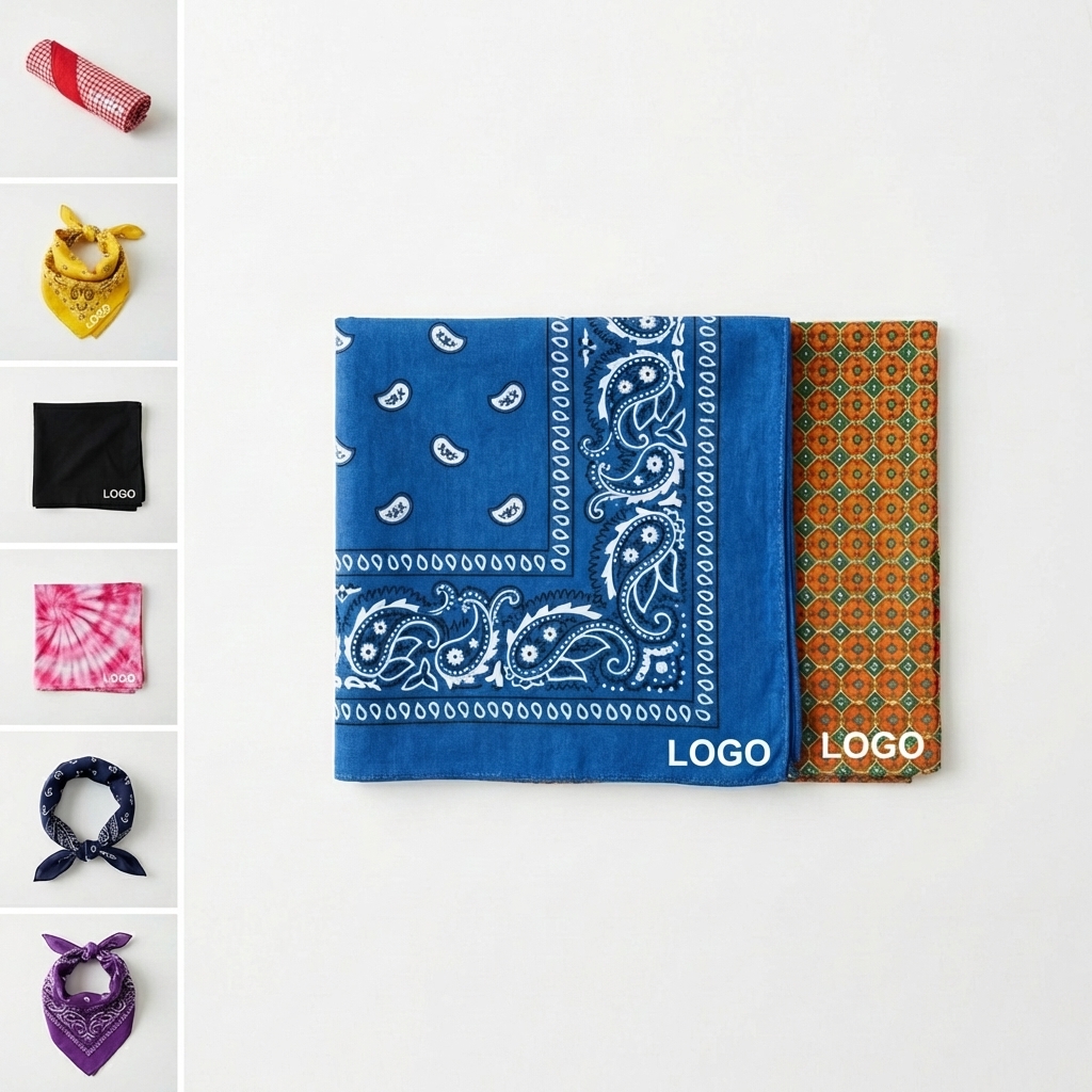 Versatile Polyester Bandana Set - Assorted Colors & Prints for Style & Comfort