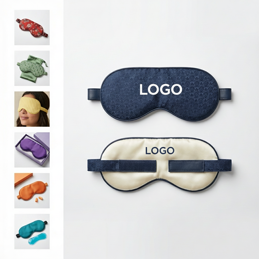 Dark Blue 3D Contoured Sleep Mask with Adjustable Strap