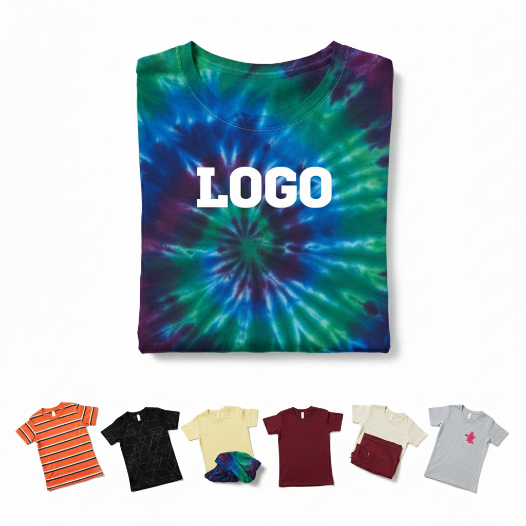 Custom Tie-Dye Pride T-Shirt - Green Blue Purple Rainbow Design