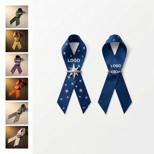 Multi-Color Awareness Ribbons with Star Pattern for Custom Logos