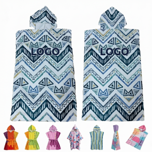 Patterned Quick-Dry Hooded Changing Robe with Towel Lining